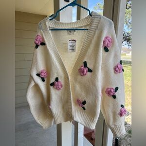 Luna Ivy Cream Rose Cardigan